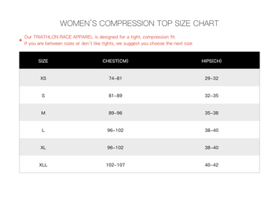 SUMARPO Women's Compression Top Size Chart